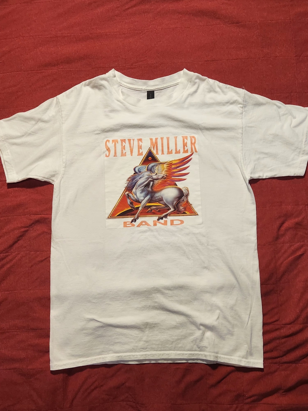 Gildan White Steve Miller Band Graphic Tee with Orange Accents